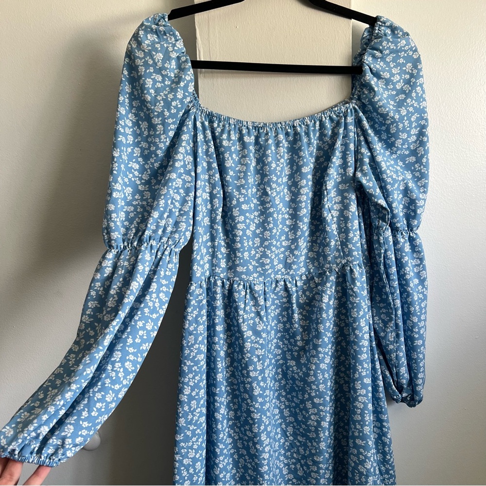 Blue floral midi dress